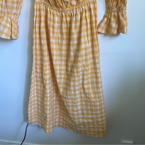 Nwt Girl and the Sun Del Mar Midi Cotton Dress • Yellow Blush Checkered • Small - Picture 6 of 15